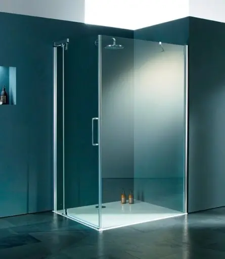 Huppe Refresh Pure Drzwi skrzydłowe ze stałym segmentem do ścianki bocznej - 120/204 chrom eloxal Szkło Sand Plus Anti-Plaque 9P0508.092.316